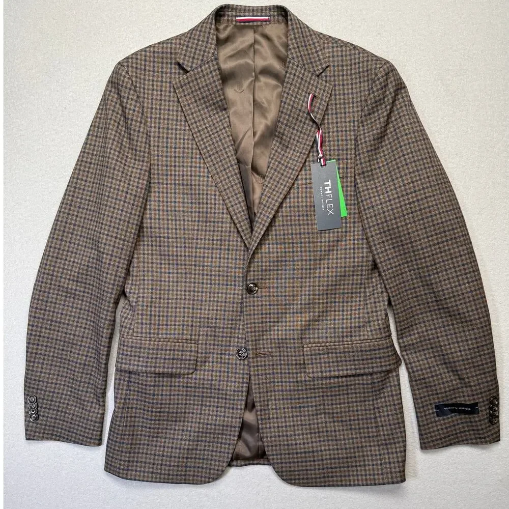 Tommy Hilfiger Men's Modern-Fit Check Sport Coat - Brown/Blue 36R $295